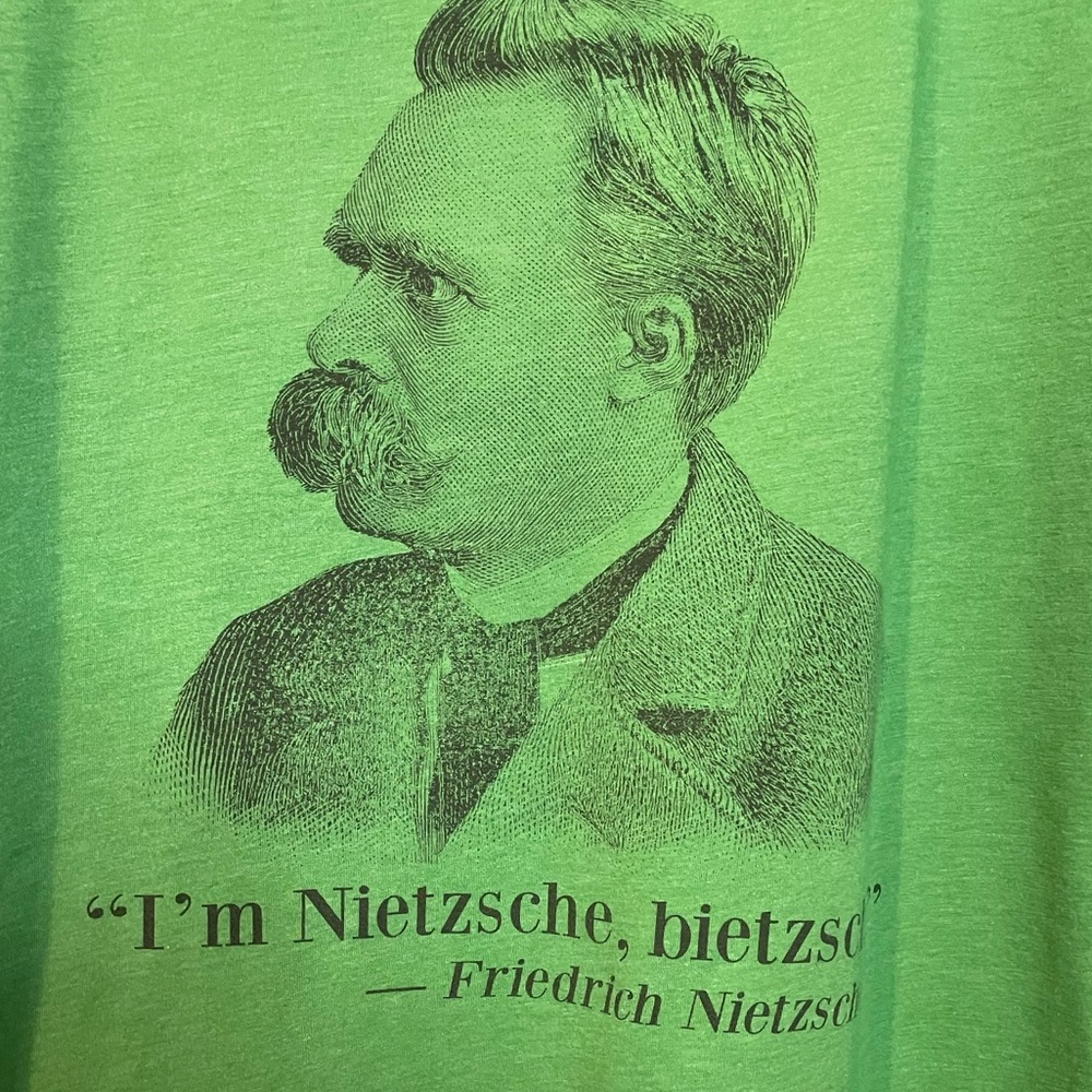 Headline Shirts “I’m Nietzsche, bietzsch.” green scoop neck tee ladies sz XL - Picture 4 of 8